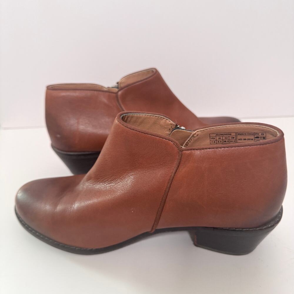 Vionic Women Jolene Bootie Ankle Boot Size 7.5 Leather Neutral Minimal Heritage